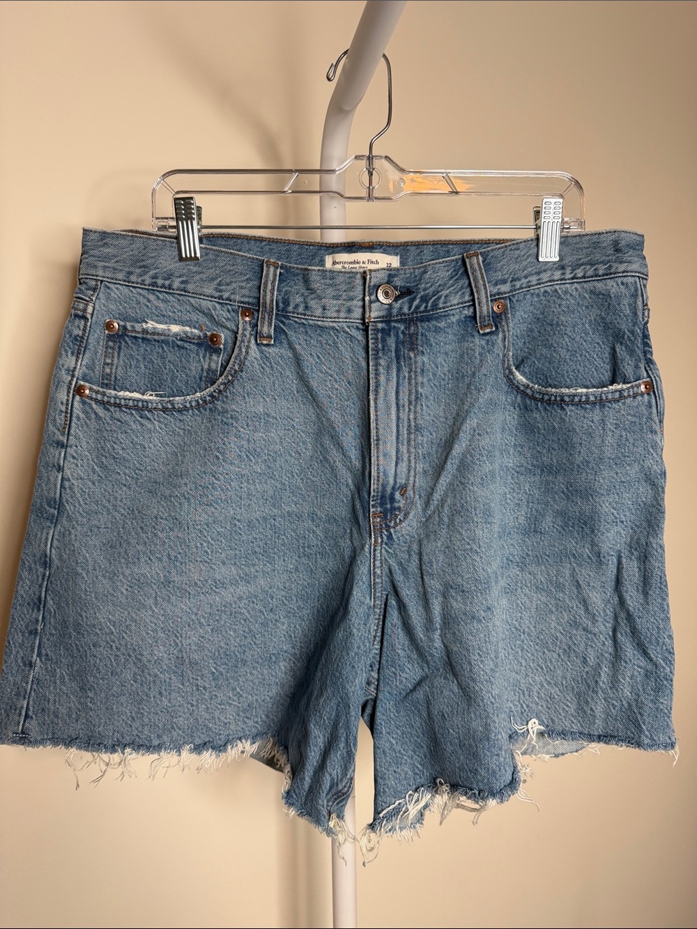 Abercrombie & Fitch Women’s Light Blue Frayed Denim Cutoff Shorts